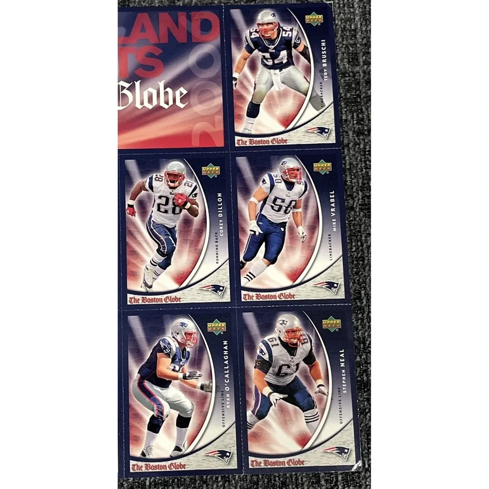 2006 Upper Deck‎ Boston Globe New England Patriots Nov 19 Uncut Card Sheet 13-24